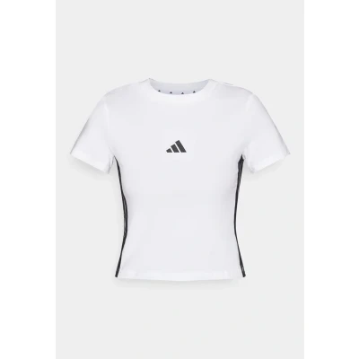 Image of adidas Sportswear Essentials 3 Stripes SLIM BABY Print Tshirt, Women&#039;s, Size: XXL, White/black