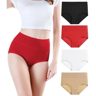 Image of wirarpa Ladies Knickers Cotton Full Briefs High Waisted Underwear Panties for Women Multipack Size S