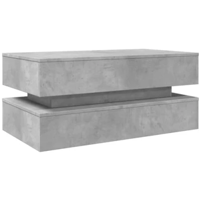 Image of vidaXL Coffee Table Concrete Grey with RGB LED Lights Engineered Wood Centre/Side for Living Room/Office 90x50x40 cm