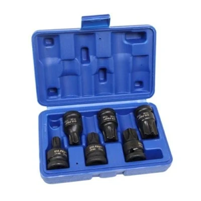 Image of US PRO Tools 6PC 1/2&quot; DR Impact Star Torx Bit Socket Set Tamper Proof T55 T100 3988