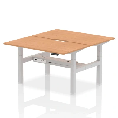 Image of Air B2B 1400x800 Adjustable 2P Bench Desk Scalloped Oak/Silver