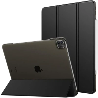Image of MoKo for iPad Air 13 Inch Case 2024/ Pro 12.9 (6th/5th Gen 2022/2021), Slim Smart Shell Translucent Frosted Hard PC Back Cover, Support Touch ID &amp; Pencil Pro/2nd/USB C, Black