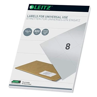 Image of Leitz 61740001 Universal Labels for PC Write On 105 x 74 mm White
