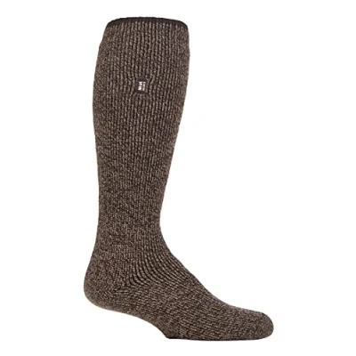 Image of HEAT HOLDERS Mens Long Leg Outdoor Merino Wool Thermal Socks with Reinforced Heel and Toe for Winter (6 11, Brown)