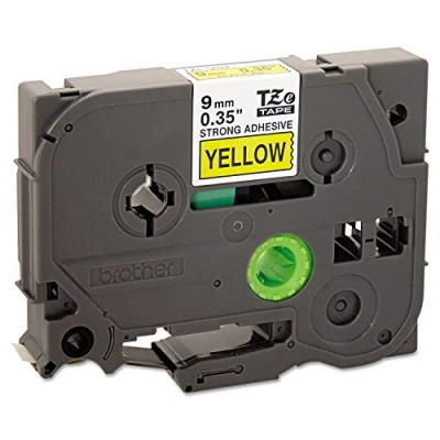 Image of Brother TZe S621 Labelling Tape Cassette, Black on Yellow, 9mm (W) x 8M (L), Strong Adhesive, Genuine Supplies