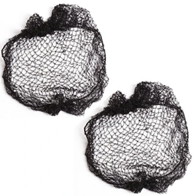 Image of 2x Heavy Duty Black Slumber Hair Net Dark Elasticated Mesh Styling Sleep In