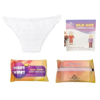 Image of EMERGENCY PANTS SHART WIPES GIFT FOR HIM HER BOYFRIEND ADULT 40TH 50TH 60TH RETIREMENT OLD AGE RUDE FUN FUNNY PRANK BIRTHDAY SECRET SANTA CHRISTMAS STOCKING FILLER LADIES GRANDDAD WIFE HUSBAND PRESENT