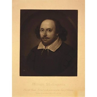 Image of Wee Blue Coo Paintings Portrait William Shakespeare Elizabethan Playwright Art Print Poster Wall Decor 12X16 Inch