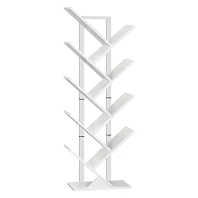 Image of HOOBRO Tree Bookshelf Tall, 9 Tier Floor Standing Book Shelf, Tall Bookcase for CDs Albums, Living Room, White EWT08SJ01G1