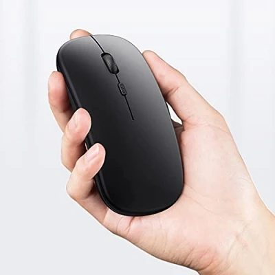 Image of Wireless Bluetooth Mouse, 2.4G Mouse for Laptop Slim Silent Ergonomic Cordless Design with USB Nano Receiver &amp; 3 Adjustment Levels Compatible PC Mac Computer Macbook Notebook