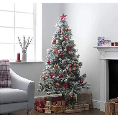 Image of Home 6ft Snow Covered Christmas Tree Green