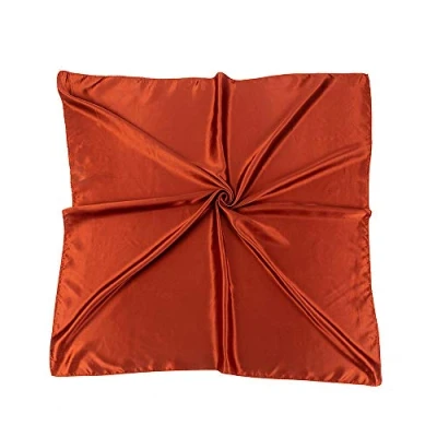 Image of Satin Silk Large 90cm X Square Plain Nautical Head Neck Scarfs Wrap (Burnt Orange)