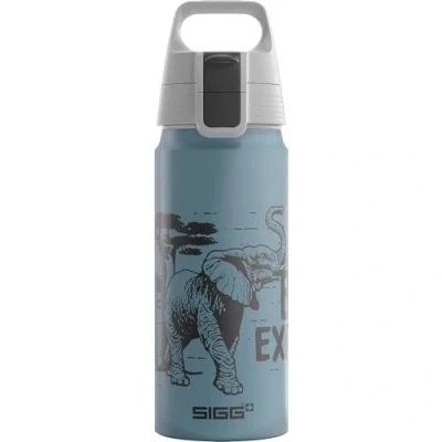 Image of Sigg Aluminium Water Bottle For Kids WMB ONE Brave Elefant Suitable Carbonated Drinks Leakproof Lightweight BPA Free Climate Neutral Certified School &amp; Sports Blue 0.6L