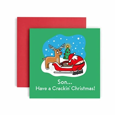 Image of Huxters Have a Cracking Christmas Son Merry Card for him Funny Cards Blank Interior Xmas with Recyclable Envelope Paper (Son)