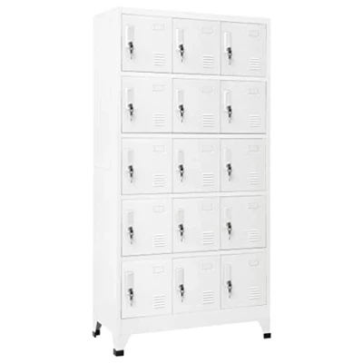 Image of vidaXL Locker Cabinet Office Home Indoor Furniture Modern Storage Filing with Air Vent Name Tag Holder Light Grey Steel