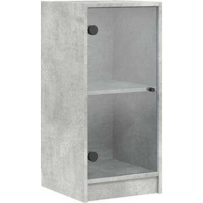Image of vidaXL Side Cabinet with Glass Doors Concrete Grey 35x37x75.5 cm