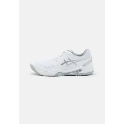 Image of Asics Dedicate Multicourt tennis shoes, Women&#039;s, Size: 4, White/pure silver Synthetics/textile