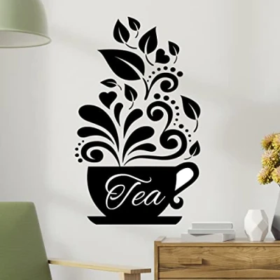 Image of Kitchen Wall Sticker Art Love Tea Cups Vinyl Coffee Decal Restaurant Pub Decor by Wall4stickers