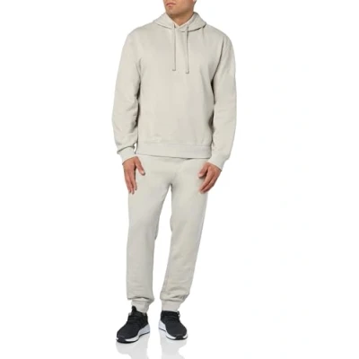 Image of HUGO Men&#039;s Center Logo Cotton Track Suit Pants Set, Coconut Grey, S