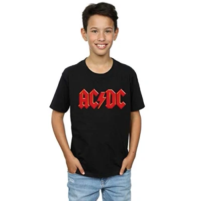 Image of Absolute Cult ACDC Boys Red Logo T Shirt Black 3 4 Years