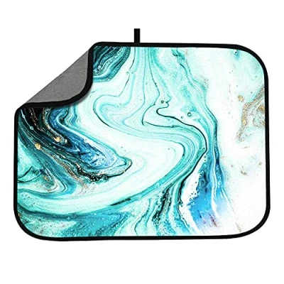 Image of JOSGACRS Marble Dish Drying Mat Absorbent Reversible Kitchen Countertop Heat Resistant Pad Drainer Mats for Counter 16x18 inch (Green）