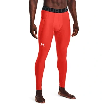 Image of Under Armour Men&#039;s HeatGear Leggings, (860) Dark Orange / White, X Large