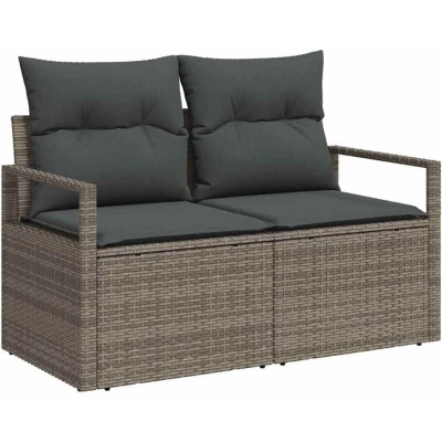 Image of vidaXL 5 Piece Garden Sofa Set with Cushions Black Poly Rattan