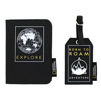 Image of National Geographic Passport Holder and Luggage Tag Designer Travel Set Premium Gifts for Women Men