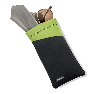 Image of Carson Eyeglass Pouch with Built in Microfiber Cloth for Eyewear and Sunglasses, Lime Green (EC 10GYGR)