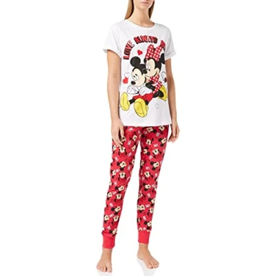 Image of Disney Minnie Mouse Womens Pyjamas Pjs, Sizes UK 8 to 22, Official Gifts for Women (20 22) Red