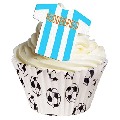 Image of 12 Edible T Shirt Decorations Great for Huddersfield Fans Perfectly pre Cut Wafer just pop Them Out The Packaging and top on Your Cake Pack of by CDA Products Ltd