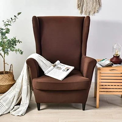 Image of CHNSHOME Wingback chair slipcovers armchairs wing covers 2 piece back armchair