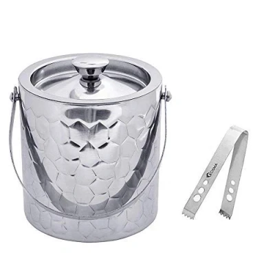 Image of Kosma Limited Edition Designer Double Wall Stainless Steel Ice Bucket with&quot;Free&quot; Tong 1.5 Litre (Hexagon Punch)