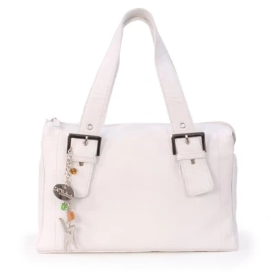 Image of Catwalk Collection Handbags Soft Leather Shoulder Bag For Women Medium Slouchy Top Handle JANE White