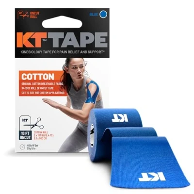 Image of KT Tape Unisex Original Cotton Uncut Kinesiology Tape, Blue, 5 m UK
