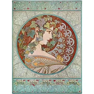 Image of Wee Blue Coo Mucha Laurel 1901 Large Wall Art Poster Print Thick Paper 18X24 Inch
