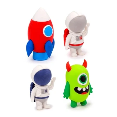 Image of Puckator Space Cadet Eraser in a Mini Box Rubber Erasers Stationery Set Party Bag Fillers for Girls and Boys Multipack Pencil Rubbers Cool Kids School Starting Gifts