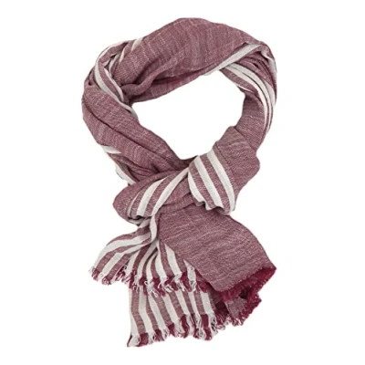 Image of Ella Jonte Mens Striped Blue Red or Grey White Cotton Scarf, red, One Size