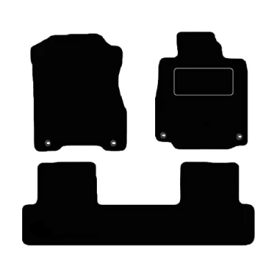 Image of Lusso Floor Carpet Mats for Car Tailored/Compatible to Fit Honda CRV 2012 2017 with DELUXE Front &amp; Rear Heel Pad 3 Piece Set (Blue Edging)