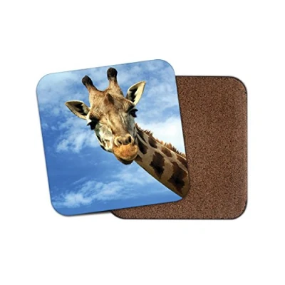 Image of 1 x Giraffe Cork Backed Drinks Coaster Wild Animal Funny #8309