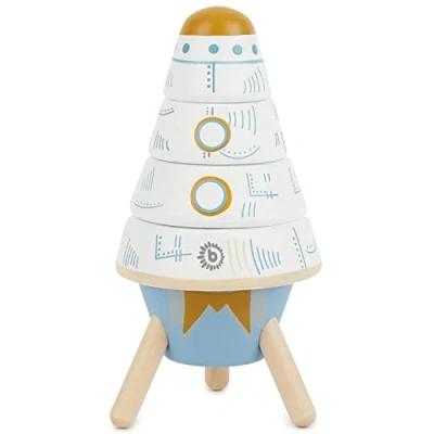 Image of Bieco baby stacking rings toy rainbow stacker ring wooden toys montessori