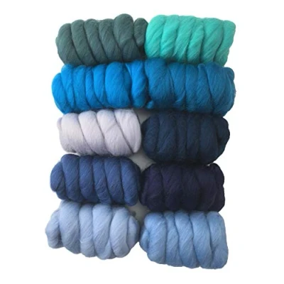 Image of Molten Designs Oceanic 250gm Pack of 10 Merino Wool Tops for Needle &amp; Wet Felting and Spindle Spinning