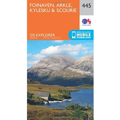 Image of Foinaven, Arkle, Kylesku &amp; Scourie Map Handa Island Ordnance Survey OS Explorer 445 Scotland Walks Hiking Maps Adventure