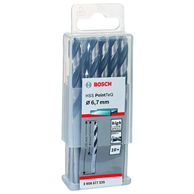 Image of Bosch Professional 10 Piece PointTeQ HSS Twist Drill Bit (for Metal, 6.7 x 63 101 mm, Driver Accessories)