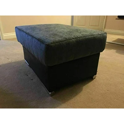 Image of Mk SOFAS Foot Stool Premium Quality Footstool Fabric Rectangular for Living Room, Drawing Room Pouffes/Footstool in Sturdy Wooden Frame Grey/Black color