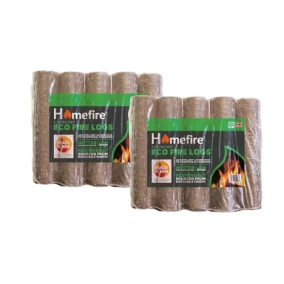 Image of Homefire Eco Firelogs for Wood Burners, Open Fires, Multi fuel Stoves, 5 Logs (Pack of 2)