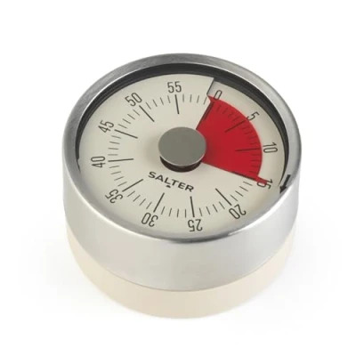 Image of Salter Magnetic Mechanical Timer base, 60 Minute Timer, No Batteries Needed, Countdown Markers, Stainless Steel, Egg Kitchen Perfect for Baking