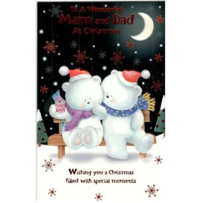 Image of To A Special Mam And Dad At Christmas Card Extra Large 8 Page Insert