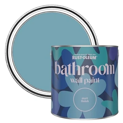 Image of Rust Oleum Blue Water Resistant Bathroom Wall &amp; Ceiling Paint Belgrave 2.5L
