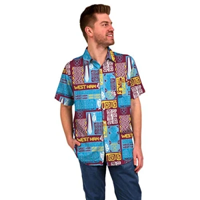 Image of FOCO Official West Ham United FC Men&#039;s Football Summer Tiki Shirt (as8, Alpha, x_l, Regular, Regular)